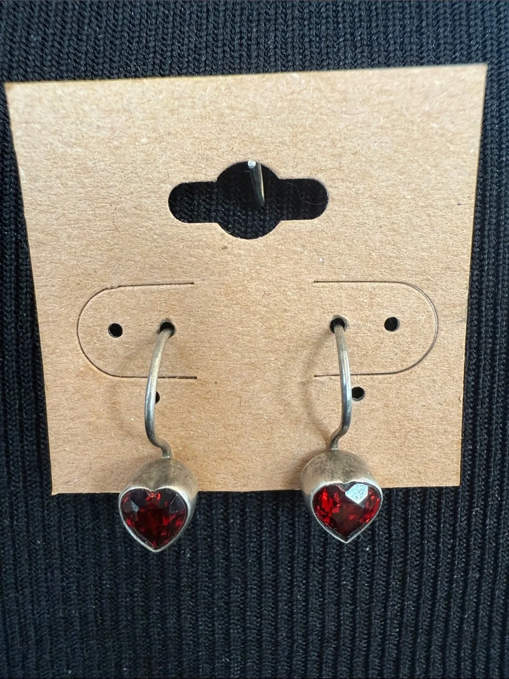 Vintage silver and garnet Heart Drop  Earrings - Women's Jewelry